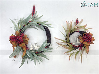 Vòng nguyệt quế Noel rừng lá xoáy 2 size VNGQ-X-38